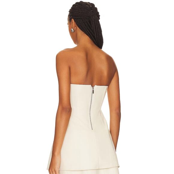 WeWoreWhat Faux Leather Strapless Top in Ecru NWT Size 4 - Picture 3 of 4